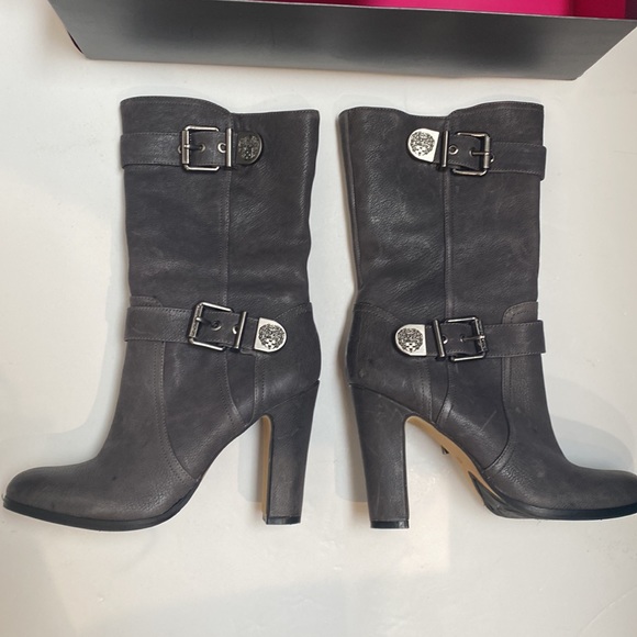 Vince Camuto New! Boots Callison Heeled Grey with Black Metal Buckles Davys Gray - Picture 7 of 16